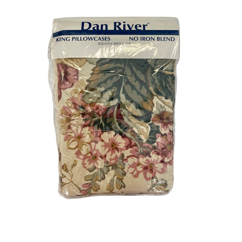 Vintage Dan River King Pillowcases Floral Cottagecore Shabby Chic No Iron‎ New
